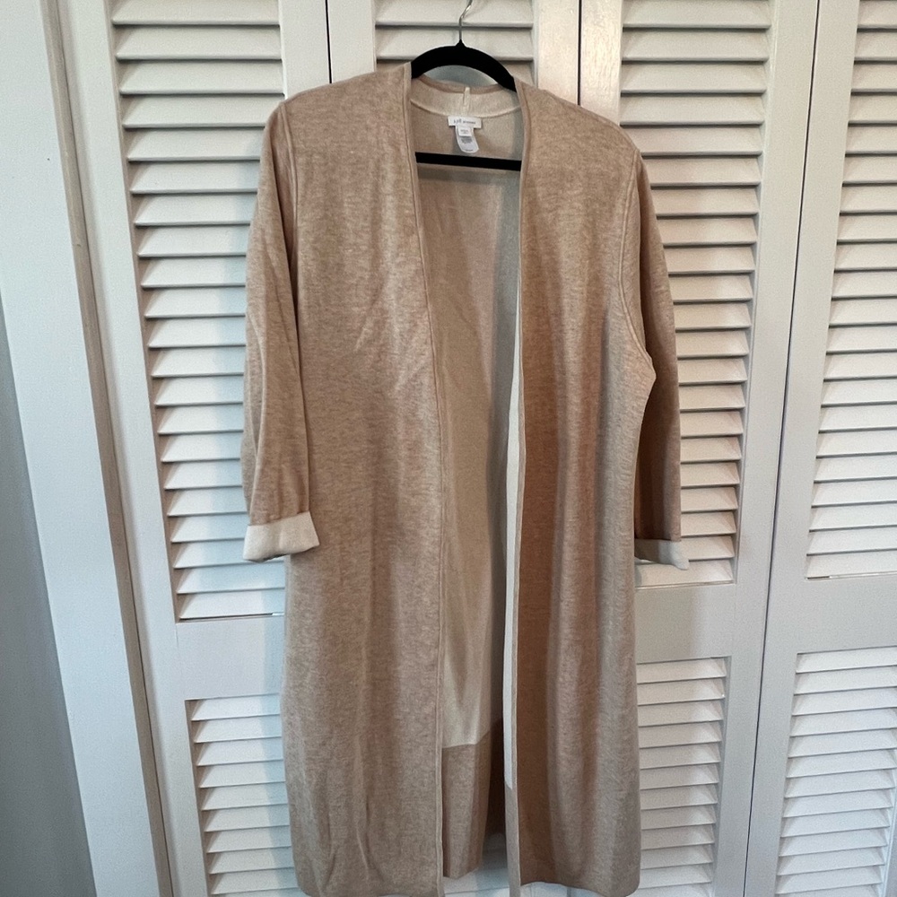 J Jill Petite xl Women's Tan Open Front Sweater
